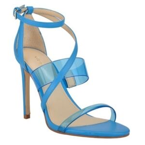 Guess Felecia Blue Transparent 4 Inch Heeled Sandals Size 8